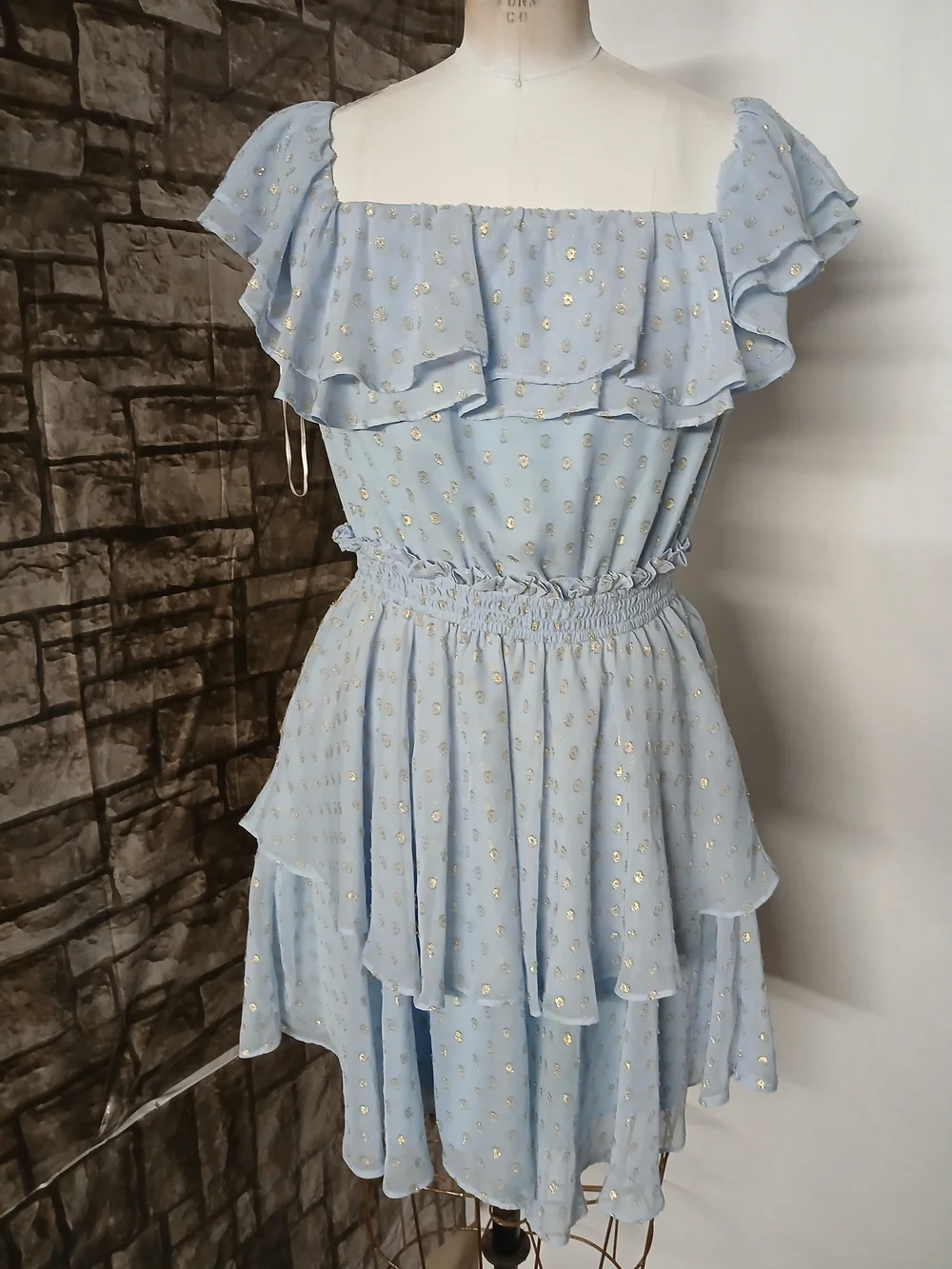 Yumi Kim Light Blue Satin Dress with Subtle Sheen